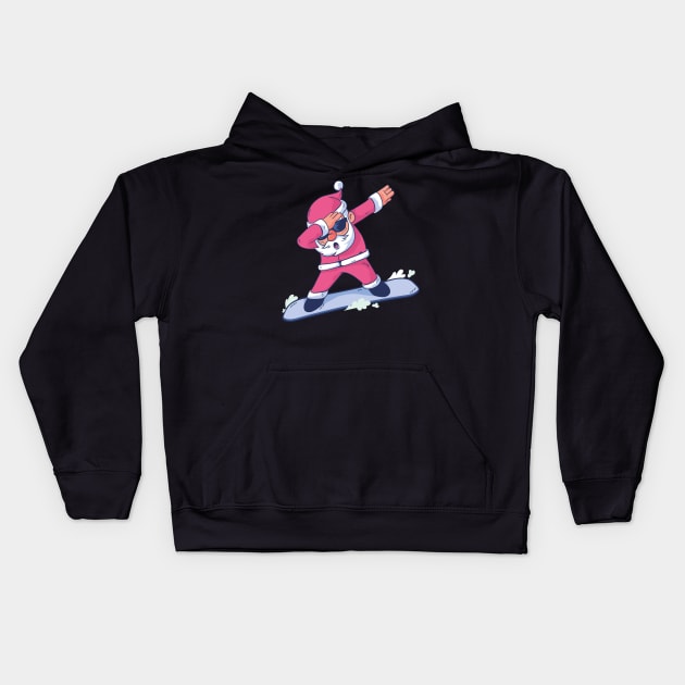 Snowboarding Dabbing Santa Kids Hoodie by madeinchorley